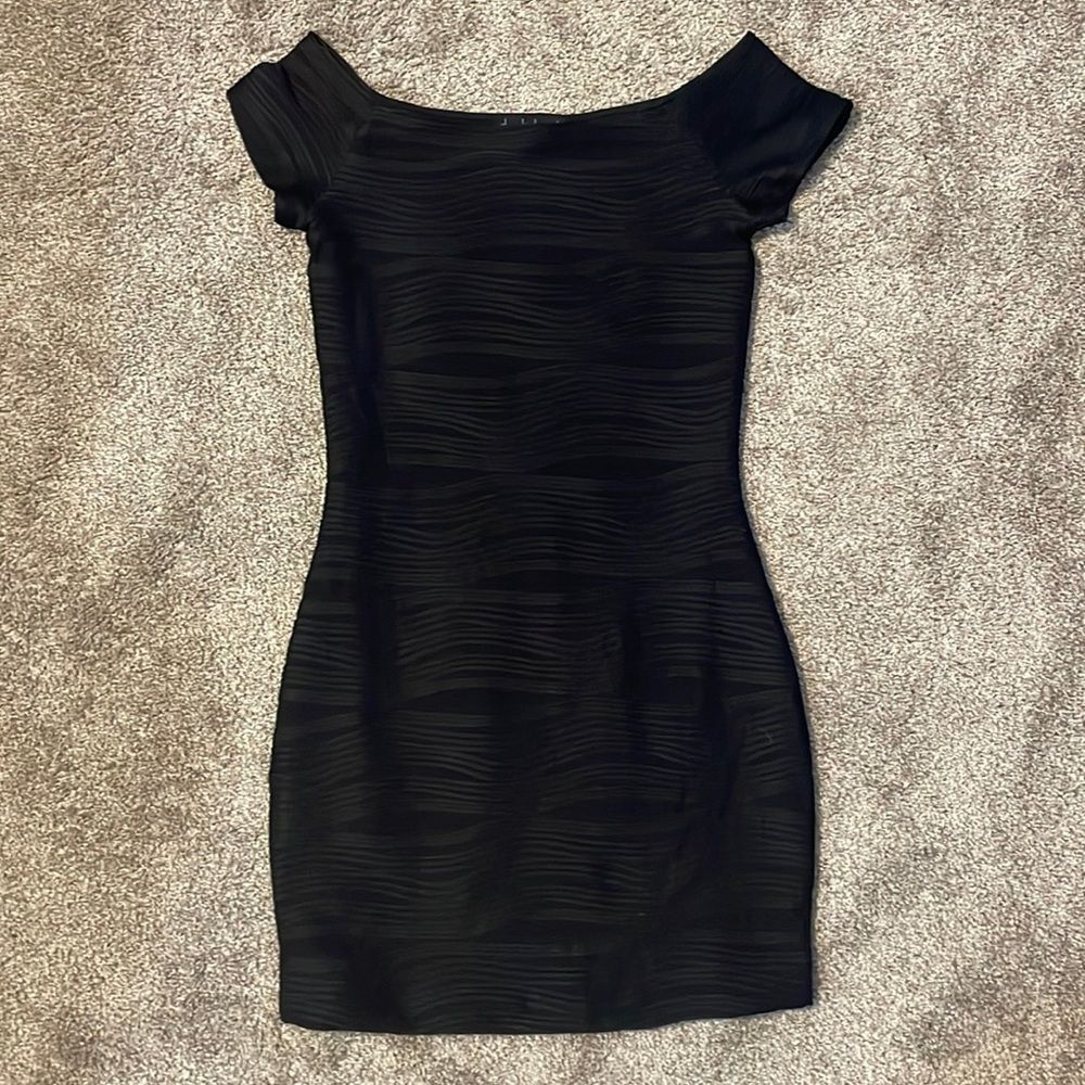 Bodycon Wavy Print Off The Shoulder Polyester Mini Dress
